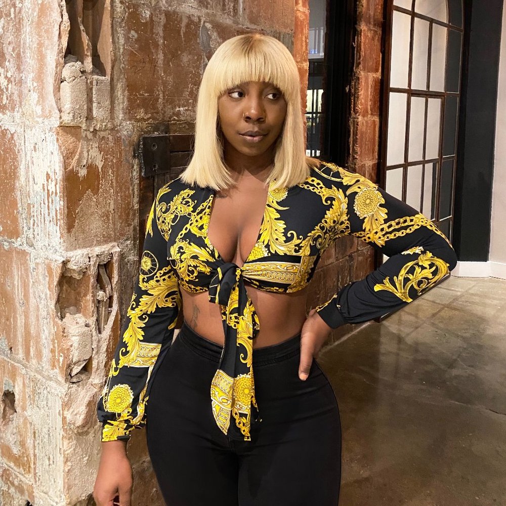 Big Mansion Vibes Tie Front Blouse